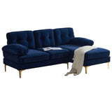 English Elm 83" Modern Sectional Sofas Couches Velvet L Shaped Couches For Living Room, Bedroom, Blue