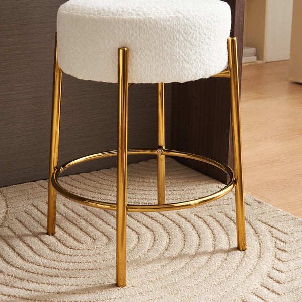 English Elm 24" Tall Round Bar Stools Set Of 2 - Stylish Upholstered Seating For Kitchens, Cafés & Bars W1901112447