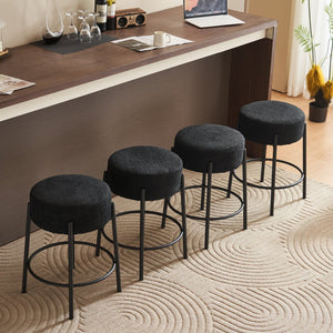 English Elm 24" Tall Round Bar Stools Set Of 2 - Stylish Upholstered Seating For Kitchens & Cafés, Easy Assembly W1901112446