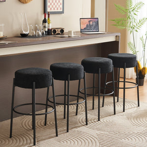 English Elm 30" Tall High Bar Stools Set Of 2 - Sleek Upholstered Seating For Kitchens, Cafés & Modern Bars W1901112450