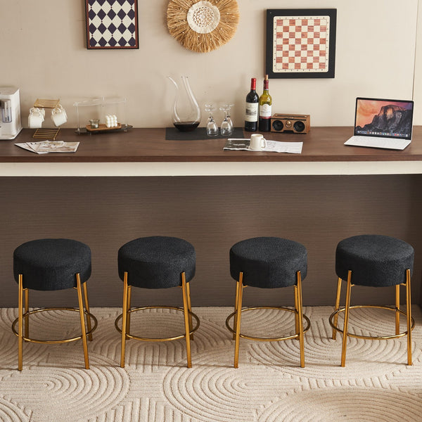 English Elm 24" Tall Round Bar Stools Set Of 2 - Modern Upholstered Seating For Kitchens, Cafes, And Bars! W1901112448