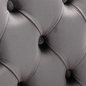 English Elm 26" High Back Velvet Bar Stools Set of 2 with Deep Tufting, Plush Sponge & Spring Seats, Chrome Base Gray W1143112577