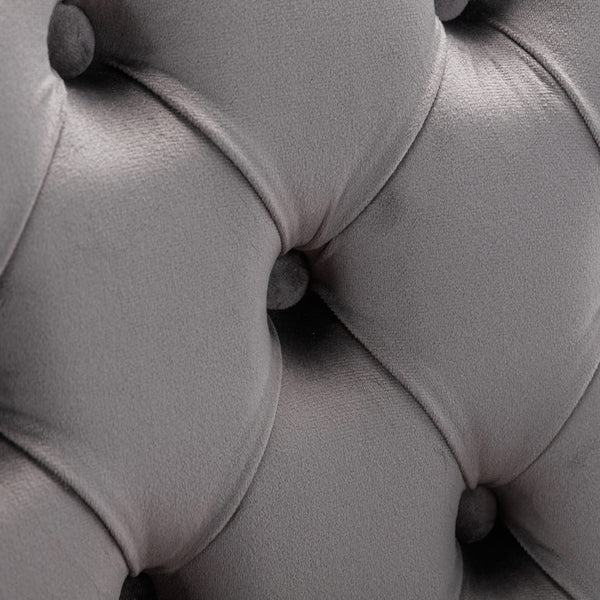 English Elm 26" High Back Velvet Bar Stools Set of 2 with Deep Tufting, Plush Sponge & Spring Seats, Chrome Base Gray W1143112577