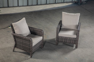 English Elm PE Hand Made WICKER SECTIONAL SINGLE SOFA Brown Gray Outdoor 5-Seater UV-Proof Cushions Easy Assembly Durable W349111242