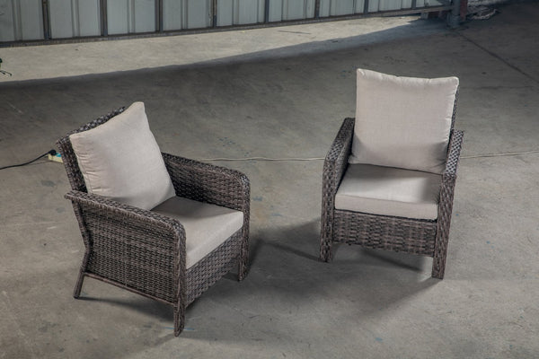 English Elm PE Hand Made WICKER SECTIONAL SINGLE SOFA Brown Gray Outdoor 5-Seater UV-Proof Cushions Easy Assembly Durable W349111242