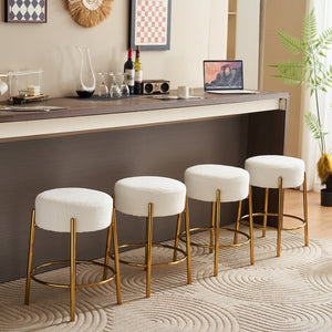 English Elm 24" Tall Round Bar Stools Set Of 2 - Stylish Upholstered Seating For Kitchens, Cafés & Bars W1901112447