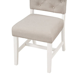 English Elm Trexm Retro Button Tufted Upholstered Dining Chair Set of Four with Rubberwood Legs Off White WF298830AAD