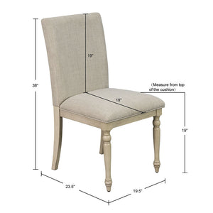 English Elm Upholstered Martha Stewart Winfield dining chair set of 2 — farmhouse reclaimed wood legs, plush foam seats LIGHT GREY 20.67 L x 39.76 W x 14.96 H B03548996
