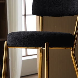 English Elm Set Of 4 Plush Teddy Fabric Bar Stools - Modern Metal Base For Kitchen & Dining - Stylish Comfort W1901P178307-GIGA