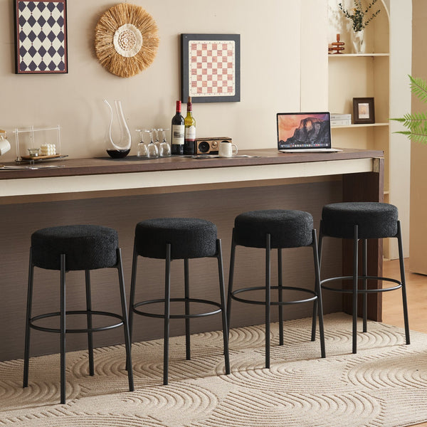English Elm 30" Tall High Bar Stools Set Of 2 - Sleek Upholstered Seating For Kitchens, Cafés & Modern Bars W1901112450