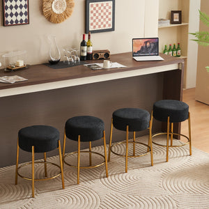 English Elm 24" Tall Round Bar Stools Set Of 2 - Modern Upholstered Seating For Kitchens, Cafes, And Bars! W1901112448