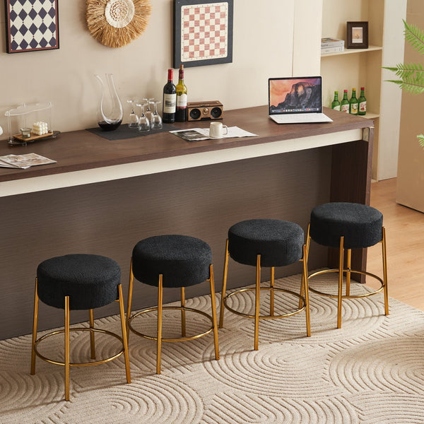 English Elm 24" Tall Round Bar Stools Set Of 2 - Modern Upholstered Seating For Kitchens, Cafes, And Bars! W1901112448