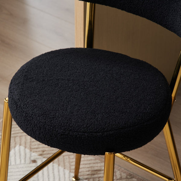 English Elm Set Of 4 Plush Teddy Fabric Bar Stools - Modern Metal Base For Kitchen & Dining - Stylish Comfort W1901P178307-GIGA