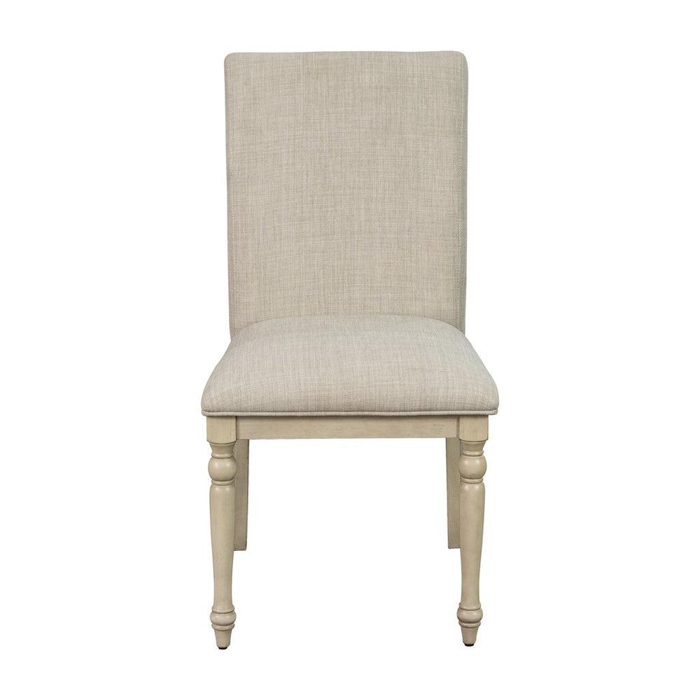 English Elm Upholstered Martha Stewart Winfield dining chair set of 2 — farmhouse reclaimed wood legs, plush foam seats LIGHT GREY 20.67 L x 39.76 W x 14.96 H B03548996