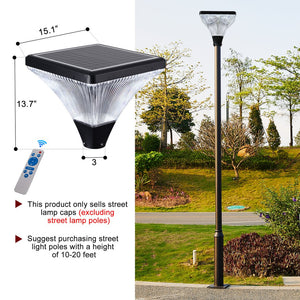 English Elm Solar Street Lamp Cap Solar-Powered IP65 Waterproof LED Garden Light Head, Auto Dusk-to-Dawn, 15.7cm Hood W1340103856