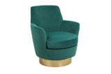 Hearth and Haven Velvet Swivel Barrel Chair, Swivel Accent Chairs Armchair For Living Room, Reading Chairs For Bedroom Comfy, Round Barrel Chairs with Gold Stainless Steel Base W1361116852