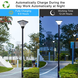 English Elm Solar Street Lamp Cap Solar-Powered IP65 Waterproof LED Garden Light Head, Auto Dusk-to-Dawn, 15.7cm Hood W1340103856