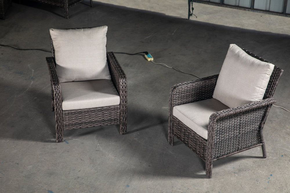 English Elm PE Hand Made WICKER SECTIONAL SINGLE SOFA Brown Gray Outdoor 5-Seater UV-Proof Cushions Easy Assembly Durable W349111242