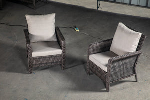 English Elm PE Hand Made WICKER SECTIONAL SINGLE SOFA Brown Gray Outdoor 5-Seater UV-Proof Cushions Easy Assembly Durable W349111242