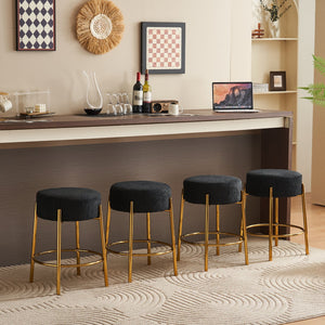 English Elm 24" Tall Round Bar Stools Set Of 2 - Modern Upholstered Seating For Kitchens, Cafes, And Bars! W1901112448