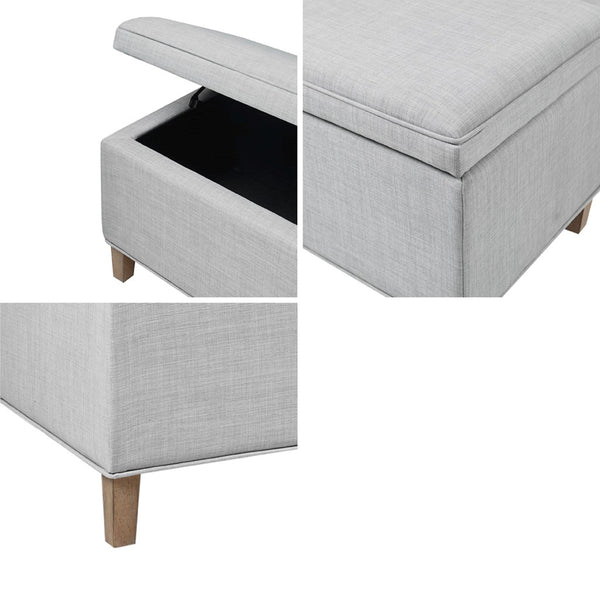 English Elm Rectangular Plush Grey Storage Bench with Soft-Close Lift Top, Solid Wood Legs, 48" Spacious Seat B03548990