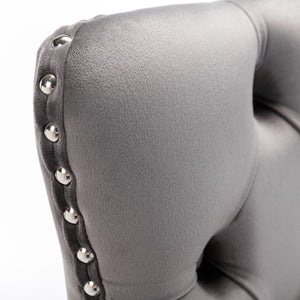 English Elm 26" High-Back Bar Stools Set of 2 with Deep Button Tufting, Plush Sponge & Spring Seats, Chrome Base Gray W1143112577