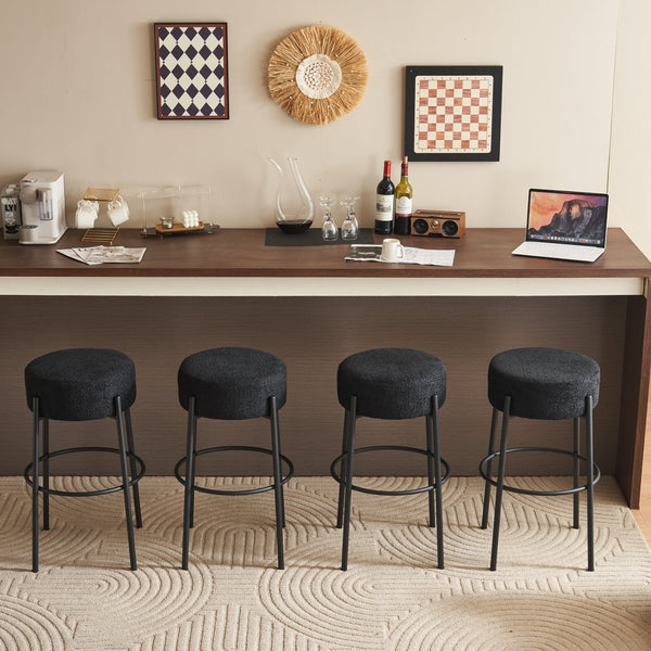 English Elm 30" Tall High Bar Stools Set Of 2 - Sleek Upholstered Seating For Kitchens, Cafés & Modern Bars W1901112450