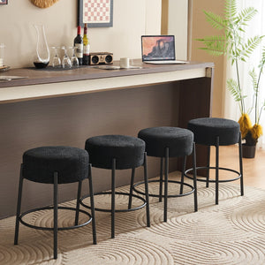 English Elm 24" Tall Round Bar Stools Set Of 2 - Stylish Upholstered Seating For Kitchens & Cafés, Easy Assembly W1901112446