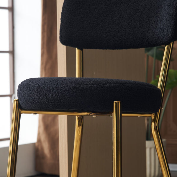 English Elm Set Of 2 Modern Teddy Fabric Bar Stools - Stylish Metal Base For Kitchen, Dining & Living Spaces W1901112444-GIGA