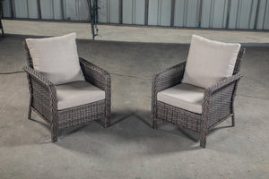 English Elm PE Hand Made WICKER SECTIONAL SINGLE SOFA Brown Gray Outdoor 5-Seater UV-Proof Cushions Easy Assembly Durable W349111242