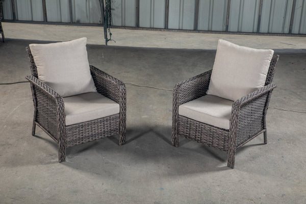 English Elm PE Hand Made WICKER SECTIONAL SINGLE SOFA Brown Gray Outdoor 5-Seater UV-Proof Cushions Easy Assembly Durable W349111242