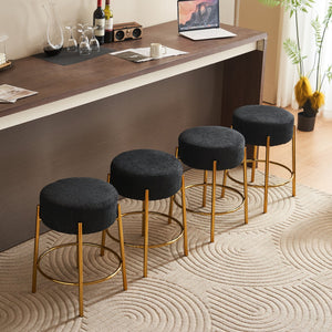 English Elm 24" Tall Round Bar Stools Set Of 2 - Modern Upholstered Seating For Kitchens, Cafes, And Bars! W1901112448