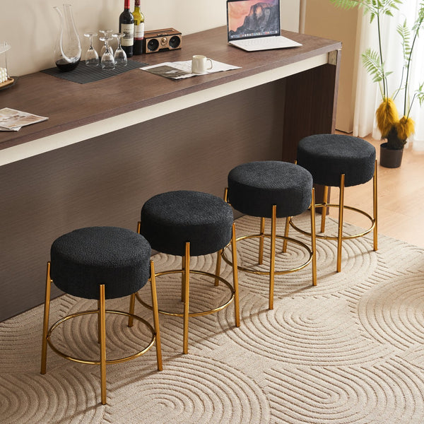 English Elm 24" Tall Round Bar Stools Set Of 2 - Modern Upholstered Seating For Kitchens, Cafes, And Bars! W1901112448