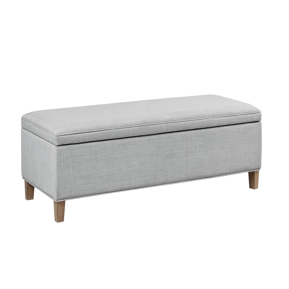 English Elm Rectangular Plush Grey Storage Bench with Soft-Close Lift Top, Solid Wood Legs, 48" Spacious Seat B03548990