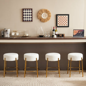 English Elm 24" Tall Round Bar Stools Set Of 2 - Stylish Upholstered Seating For Kitchens, Cafés & Bars W1901112447