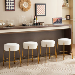 English Elm 24" Tall Round Bar Stools Set Of 2 - Stylish Upholstered Seating For Kitchens, Cafés & Bars W1901112447