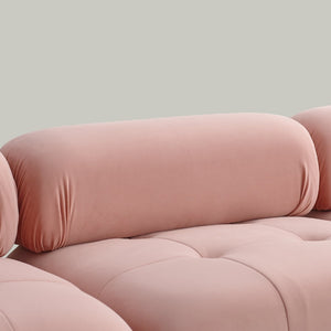 English Elm Modular Velvet Sectional Sofa with Button Tufted Seats and Reversible Ottoman Included Pink W1413S00018
