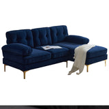 English Elm 83" Modern Sectional Sofas Couches Velvet L Shaped Couches For Living Room, Bedroom, Blue