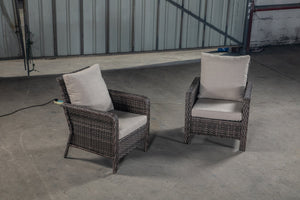 English Elm PE Hand Made WICKER SECTIONAL SINGLE SOFA Brown Gray Outdoor 5-Seater UV-Proof Cushions Easy Assembly Durable W349111242