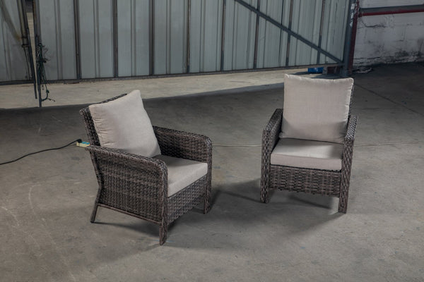 English Elm PE Hand Made WICKER SECTIONAL SINGLE SOFA Brown Gray Outdoor 5-Seater UV-Proof Cushions Easy Assembly Durable W349111242