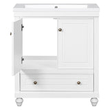 English Elm 30" Bathroom Vanity With Sink, Combo, Cabinet With Doors and Drawer, Solid Frame and Mdf Board, White