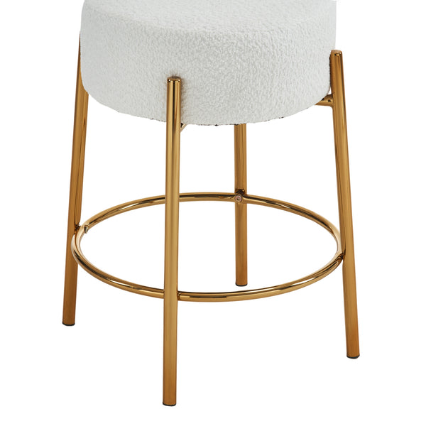 English Elm 24" Tall Round Bar Stools Set Of 2 - Stylish Upholstered Seating For Kitchens, Cafés & Bars W1901112447