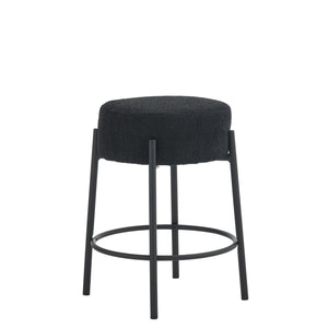 English Elm 24" Tall Round Bar Stools Set Of 2 - Stylish Upholstered Seating For Kitchens & Cafés, Easy Assembly W1901112446