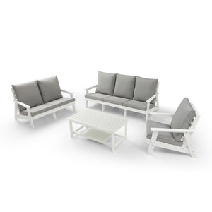 English Elm HIPS All-Weather Outdoor Single Sofa with Cushion — Wood Grain Finish, Color-Stay, UV & Rust Resistant W1209114905