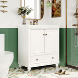 Hearth and Haven Bathroom Vanity with Sink, Cabinet, Doors and Drawer, White