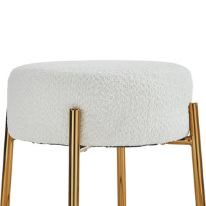 English Elm 24" Tall Round Bar Stools Set Of 2 - Stylish Upholstered Seating For Kitchens, Cafés & Bars W1901112447