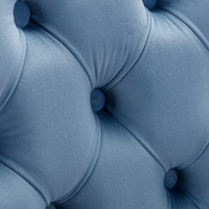 English Elm 26" High-Back Bar Stools Set of 2 with Deep Button Tufting, Plush Sponge & Spring Seats, Chrome Base Light Blue W1143112573