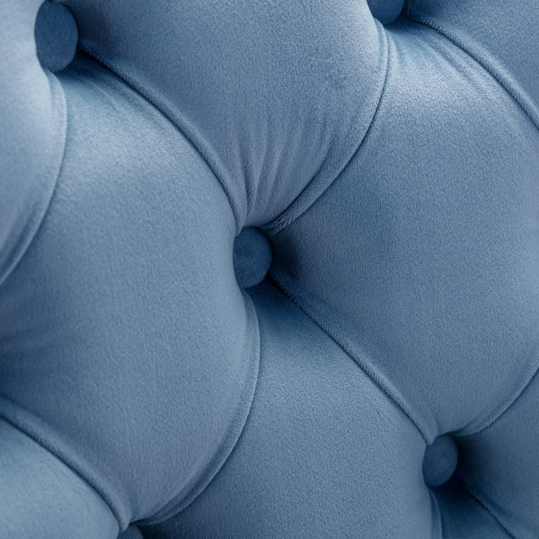 English Elm 26" High-Back Bar Stools Set of 2 with Deep Button Tufting, Plush Sponge & Spring Seats, Chrome Base Light Blue W1143112573