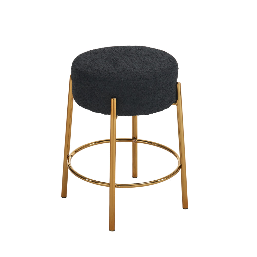 English Elm 24" Tall Round Bar Stools Set Of 2 - Modern Upholstered Seating For Kitchens, Cafes, And Bars! W1901112448