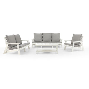 English Elm HIPS 3 Seater Sofa with Cushions — Weatherproof HIPS Outdoor Patio Couch for Porch, Poolside, Terrace White W1209114907